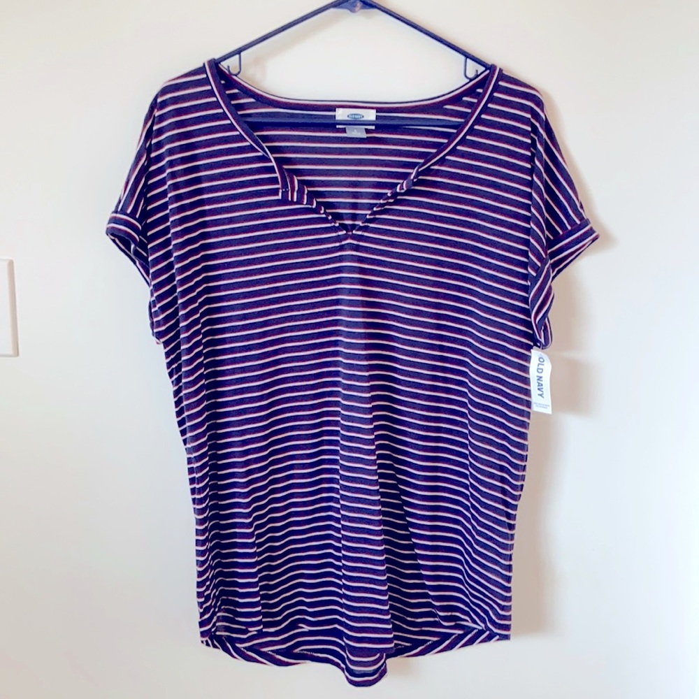 Old Navy Red white and blue striped tee. Large.